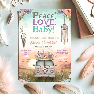  Perzik en Blauwe Vrede, Liefde en Baby shower Kaart