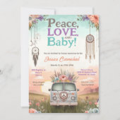  Perzik en Blauwe Vrede, Liefde en Baby shower Kaart (Voorkant)