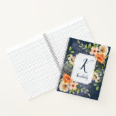 Perzik en Blauwe Waterverf Floral Notitieboek (Binnen)