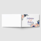 Perzik en blauwe waterverf florale bruiloft gastenboek (Volledig)