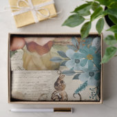 Perzik en Blauwgroen Floral Bird Cage Decoupage Tissuepapier (Geschenk)