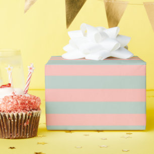 Perzik en Blauwgroen kleur pastel tinten strepen c Cadeaupapier