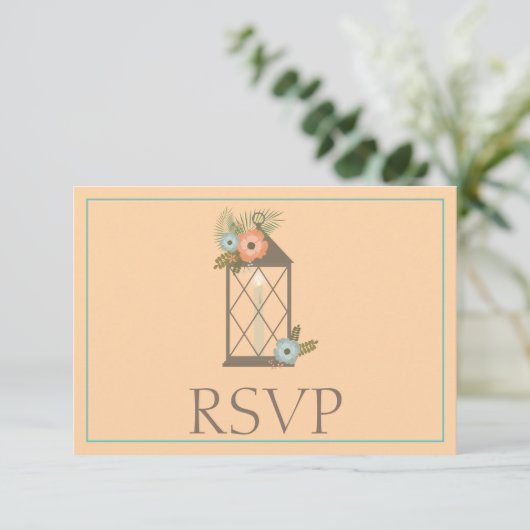 Perzik en Blauwgroen Mooie Tropische Respons RSVP (Staand voorkant)