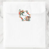 Perzik en Blauwgroen vruchten en bloemen kerst Vierkante Sticker (Tas)