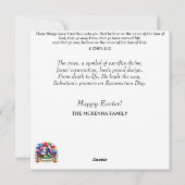 Perzik en Blauwgroen Waterverf konijntje paastheef Feestdagenkaart (Achterkant)