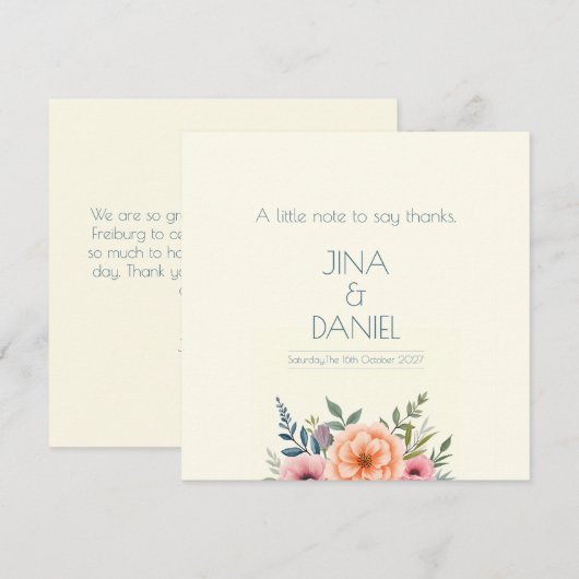 Perzik en Bloemblad Droom Bedankkaart (Voorkant / Achterkant)