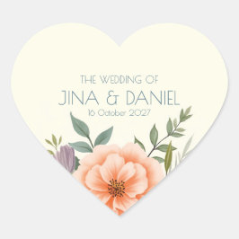 Perzik en Bloemblad Droom Hart Sticker