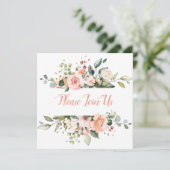 Perzik en Blush Bloemen Lijst Bruiloft Uitnodiging (Staand voorkant)