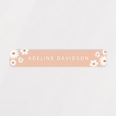 Perzik en Blush Roze Daisy Waterdichte Kinder Naam Labels (Design 1)