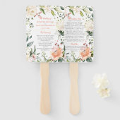 Perzik en Blush Waterverf Bloemen Lijst Bruiloft Handwaaier (Voorkant en achterkant)