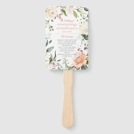 Perzik en Blush Waterverf Bloemen Lijst Bruiloft Handwaaier