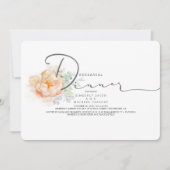 Perzik en Cream Floral Script Rehearsal Dinner Kaart (Voorkant)