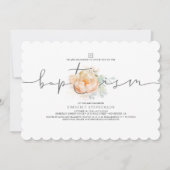 Perzik en Crème Floral Elegante Meisjes Doop Kaart (Voorkant)