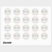 Perzik en Crème Gestreepte Monogram Huwelijk  Ronde Sticker (Vel)