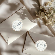 Perzik en Crème Gestreepte Monogram Huwelijk