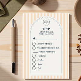 Perzik en Crème Gestreepte Trouw RSVP Kaartje
