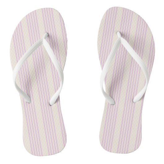 Perzik en crème vijf strepenpatroon teenslippers (Voetbed)