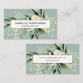 Perzik en crème waterverf blad + gebladerte modern visitekaartje (Voorkant / Achterkant)