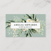 Perzik en crème waterverf blad + gebladerte modern visitekaartje (Voorkant)