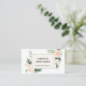 Perzik en crème waterverf blad + gebladerte visitekaartje (Staand voorkant)