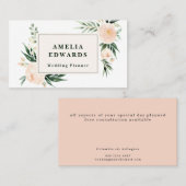 Perzik en crème waterverf blad + gebladerte visitekaartje (Voorkant / Achterkant)