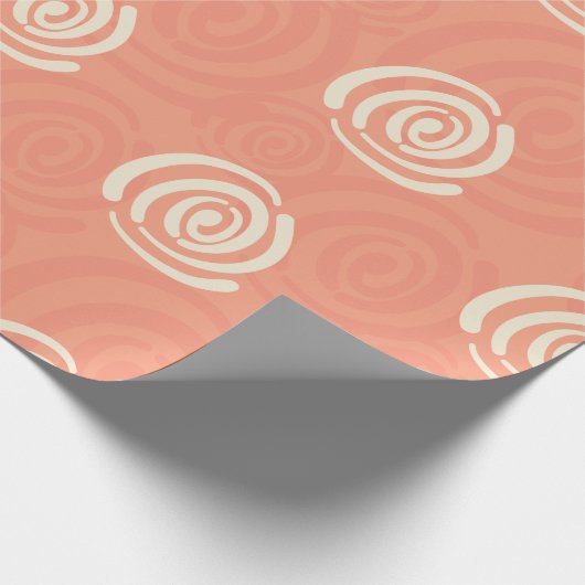 Perzik en Crème Wervelingen Wrapping Paper Cadeaupapier (Hoek)
