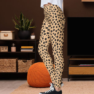 Perzik En Donkerbruine Safari Luipaardprint Patroo Leggings