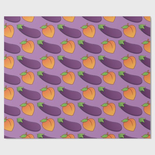 perzik en eierplant cadeaupapier (Vlak)