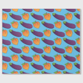  perzik en eierplant cadeaupapier (Vlak)