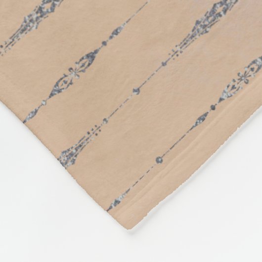 perzik en elegant zilvergrijs gestreept fleece deken (Hoek)