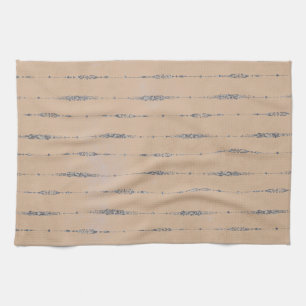 perzik en elegant zilvergrijs gestreept theedoek