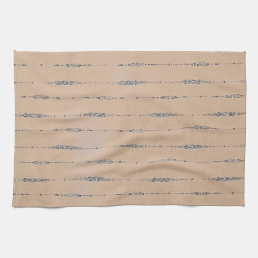 perzik en elegant zilvergrijs gestreept theedoek (Horizontaal)