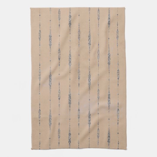 perzik en elegant zilvergrijs gestreept theedoek (Verticaal)