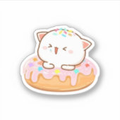 Perzik en Goma Mochi Kat Donut Sticker (Voorkant)
