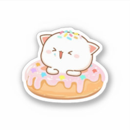 Perzik en Goma Mochi Kat Donut Sticker