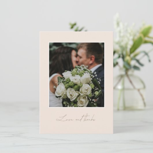 Perzik en goud bruiloft foto dank je kaart (Staand voorkant)