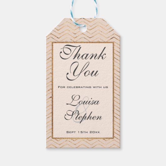 Perzik en Goud Dank u Labels Cadeaulabel (Voorkant)