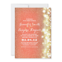 Perzik en goud glitter lichten bruiloft