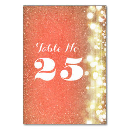 Perzik en goud glitter tafel nummer kaarten