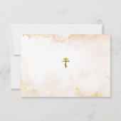 Perzik en Goud Orthodox Christelijk Doopsel Bedankkaart (Achterkant)