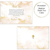 Perzik en Goud Orthodox Christelijk Doopsel Bedankkaart
