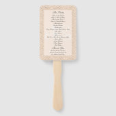 Perzik- en gouden chevron-huwelijksprogramma handwaaier (Achterkant)