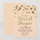 Perzik en Gouden Glitter Bruids Douche Uitnodiging (Voorkant / Achterkant)
