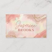 Perzik en Gouden Glitter Sparkling Pastel Visitekaartje (Voorkant)
