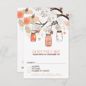 Perzik en Gouden Metselaars Potten Lente Bloemen R RSVP Kaartje (Voorkant / Achterkant)