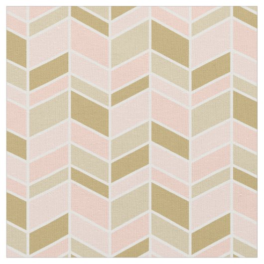 Perzik en gouden visgraat Chevron Stof (Close Up)