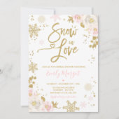 Perzik en gouden Vrijgezellenfeest sneeuw in liefd Kaart (Voorkant)