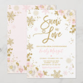 Perzik en gouden Vrijgezellenfeest sneeuw in liefd Kaart (Voorkant / Achterkant)