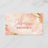 Perzik en Gouden Waterverf Elegant Visitekaartje (Voorkant)