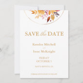 Perzik en goudgele Waterverf bloemenbruiloft Save The Date (Voorkant)
